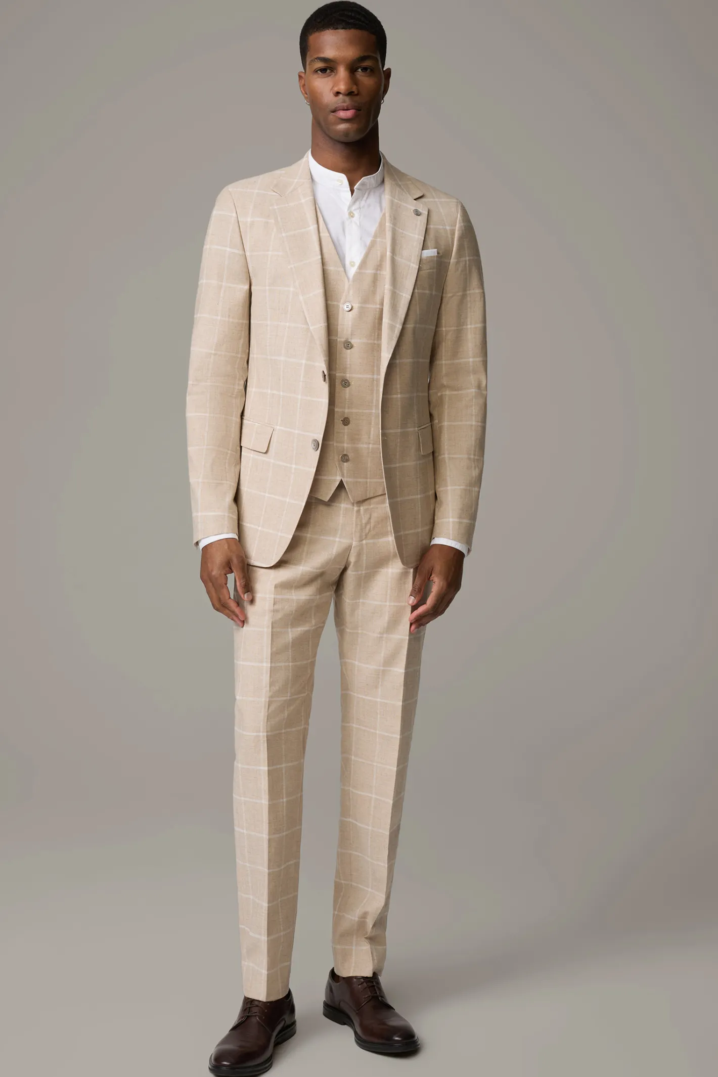 Strellson Baukasten-Bügelfaltenhose Max, beige kariert