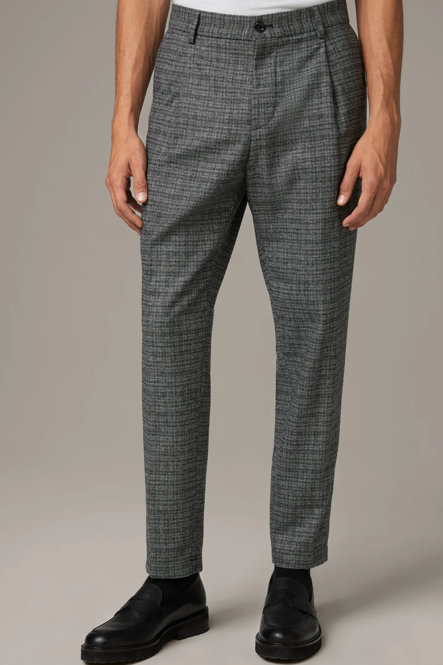 Strellson Baukasten-Bundfaltenhose Lois, grau meliert