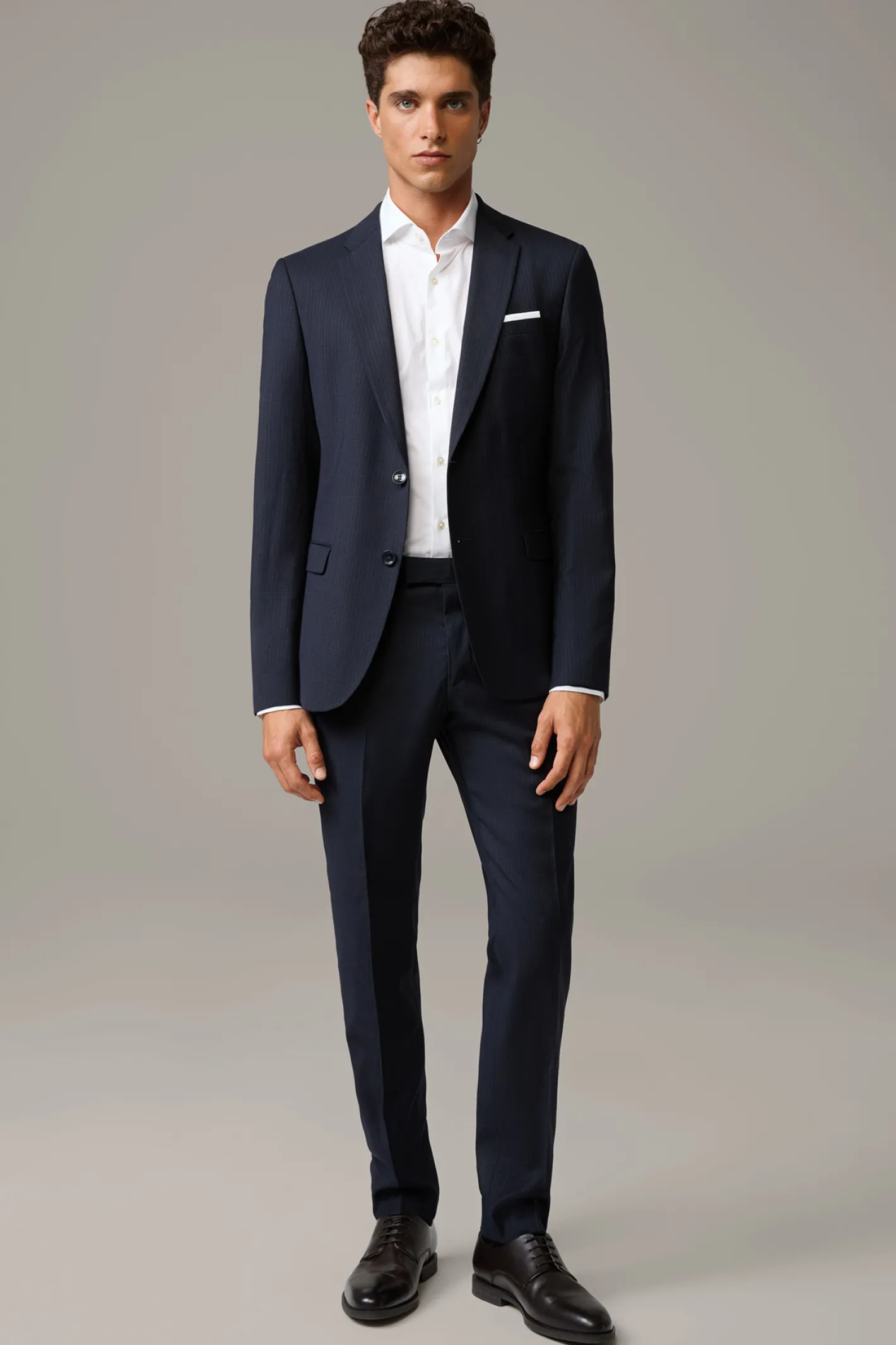 Strellson Flex Cross Schurwoll-Mix-Anzug Caleb-Madden, navy strukturiert