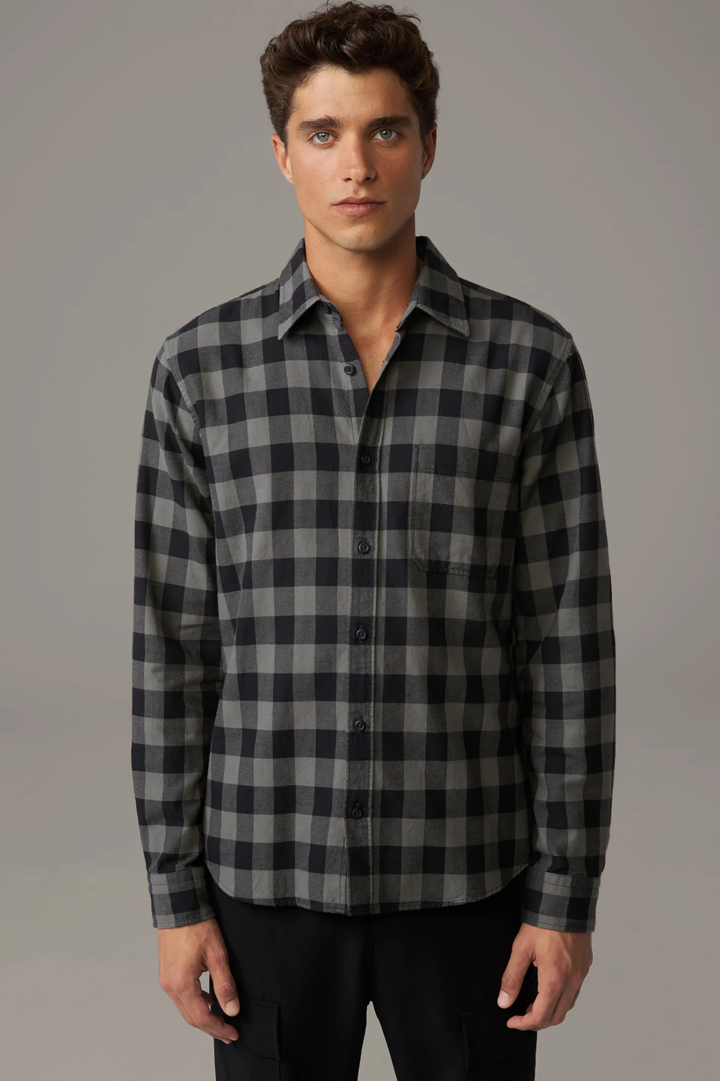 Strellson Hemd Cartoon, grau/navy kariert