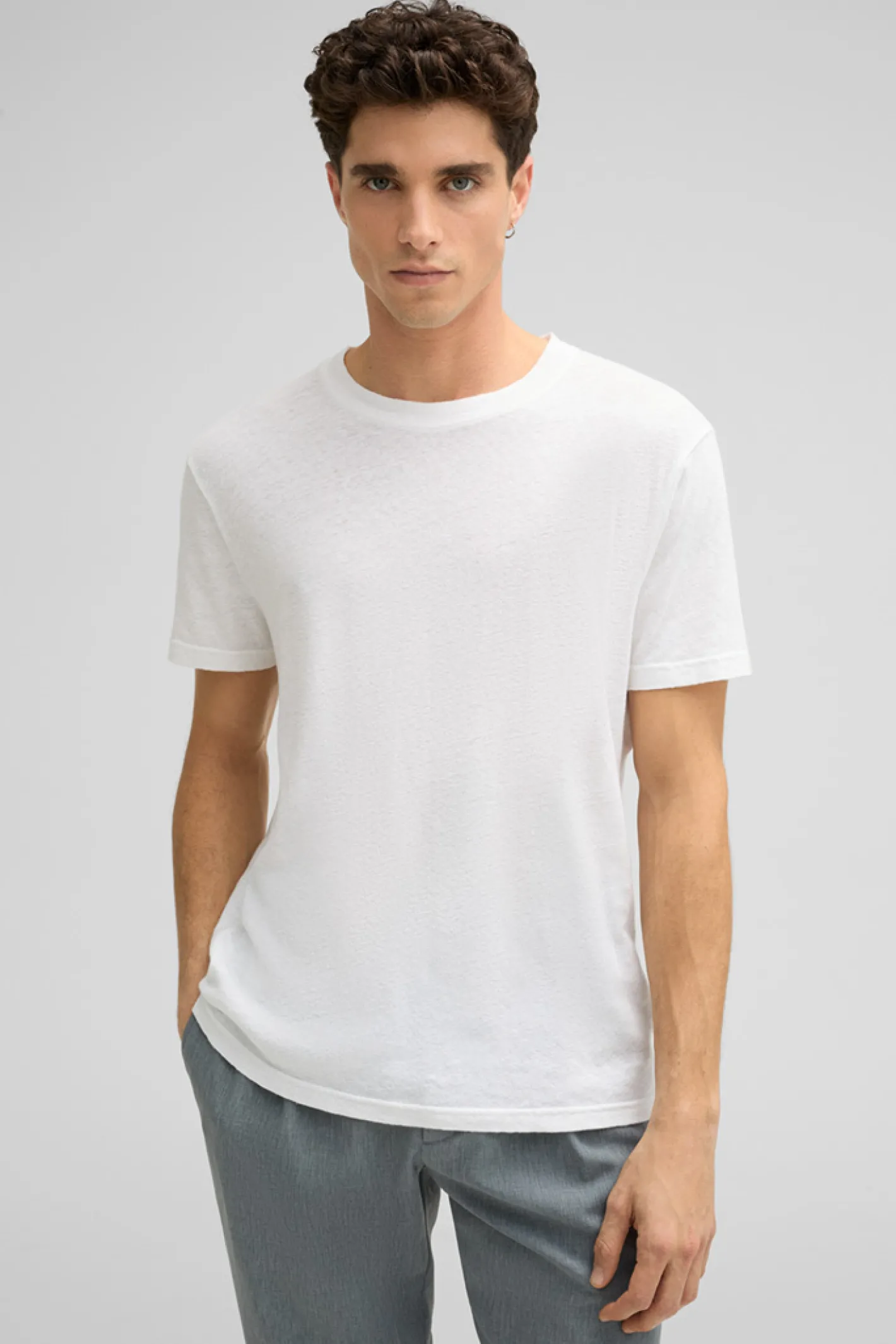 Strellson Leinen-Mix T-Shirt Lino, weiß