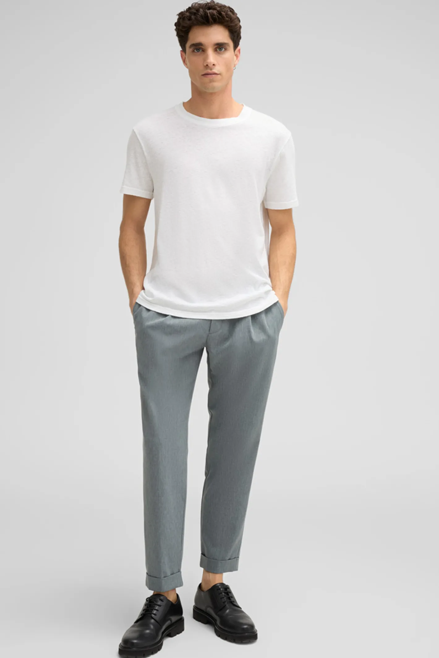 Strellson Leinen-Mix T-Shirt Lino, weiß