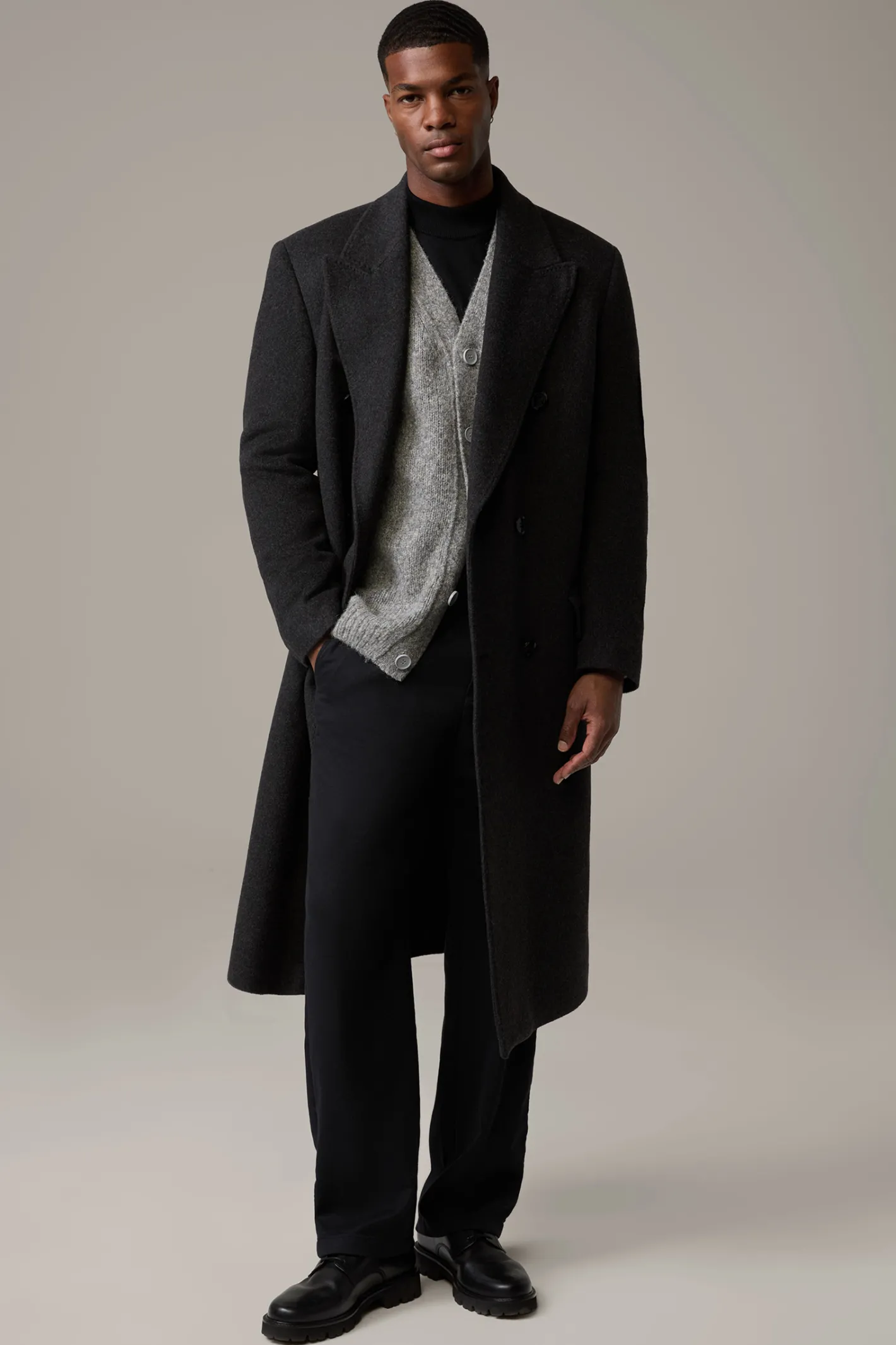 Strellson Oversized-Wollmix-Mantel Laned, anthrazit