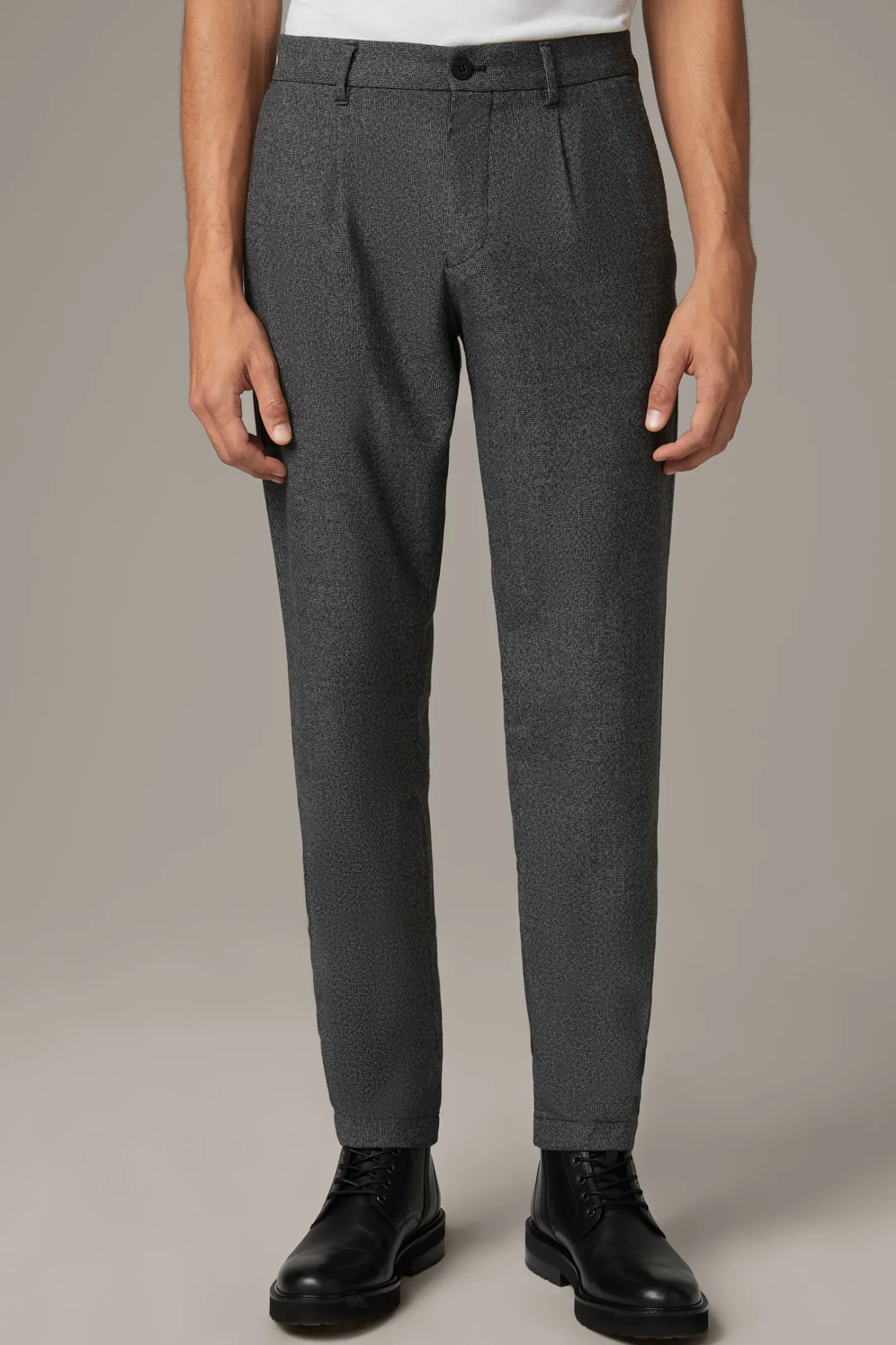 Strellson Viskose-Blend Hose Lou, dunkelgrau kariert
