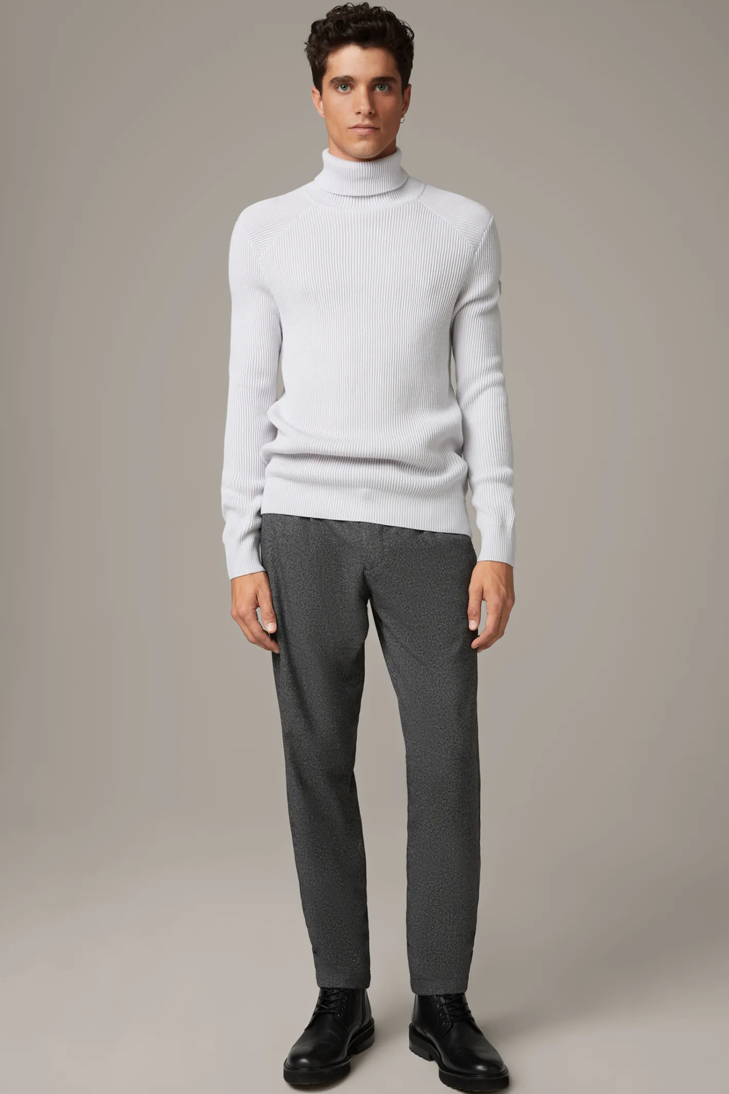 Strellson Viskose-Blend Hose Lou, dunkelgrau kariert